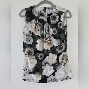 Calvin Klein Black, Green, White, and Floral Sleeveless Top. Women's Small.